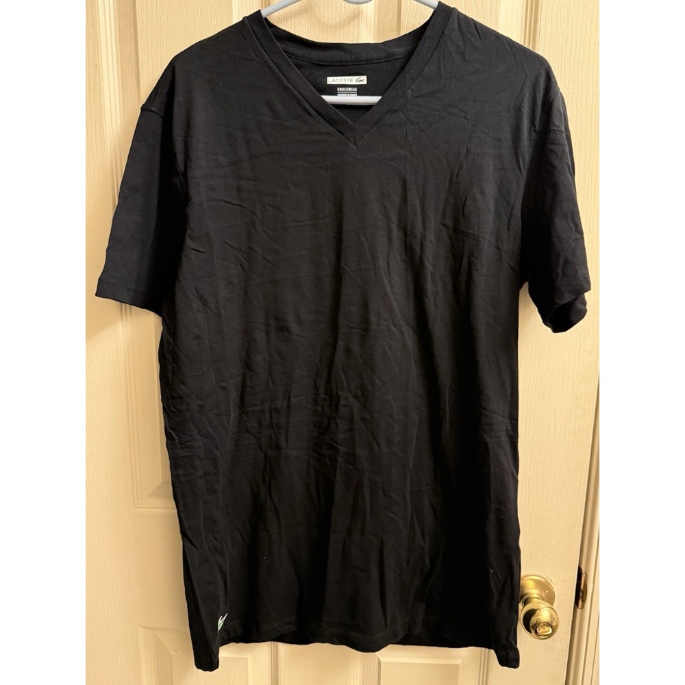 Lacoste Black Underwear Basic Tee V-Neck Men's T-shirt Size Large